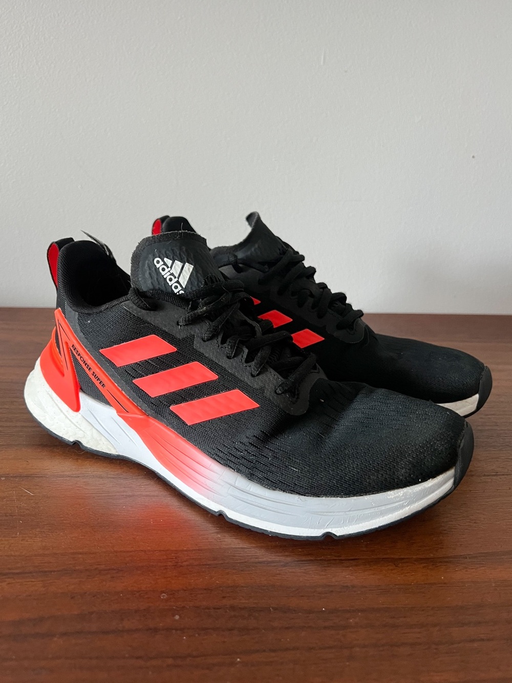 Adidas Response Super Running Shoes Black Solar Red Boost Men's Size 8 FZ1975